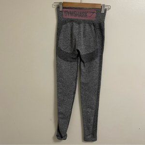 Gymshark women’s Flex Leggings pink logo waistband grey size small